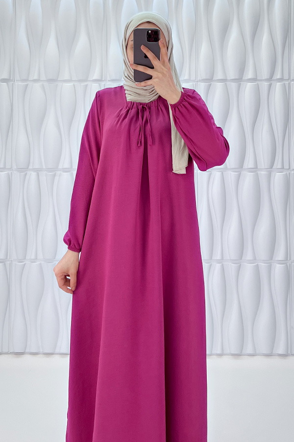 Tesettür Ferace Elbise - Gül Kurusu