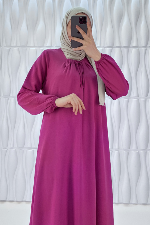 Tesettür Ferace Elbise - Gül Kurusu