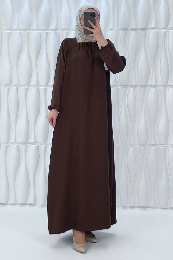 Tesettür Ferace Elbise - Kahverengi Tesettür Ferace Elbise - Kahverengi