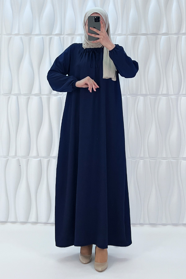 Tesettür Ferace Elbise - Lacivert
