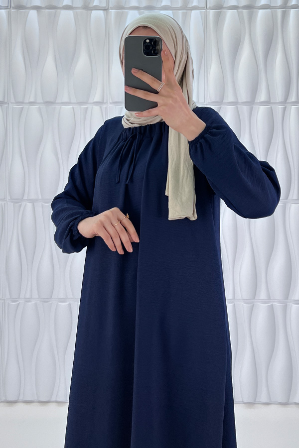 Tesettür Ferace Elbise - Lacivert
