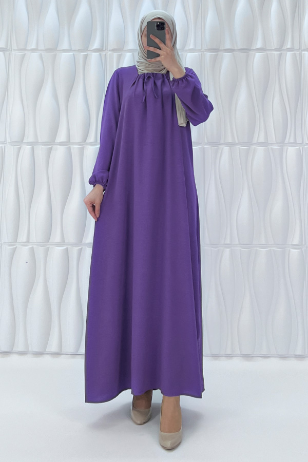 Tesettür Ferace Elbise - Mor