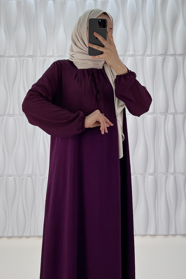 Tesettür Ferace Elbise - Mürdüm