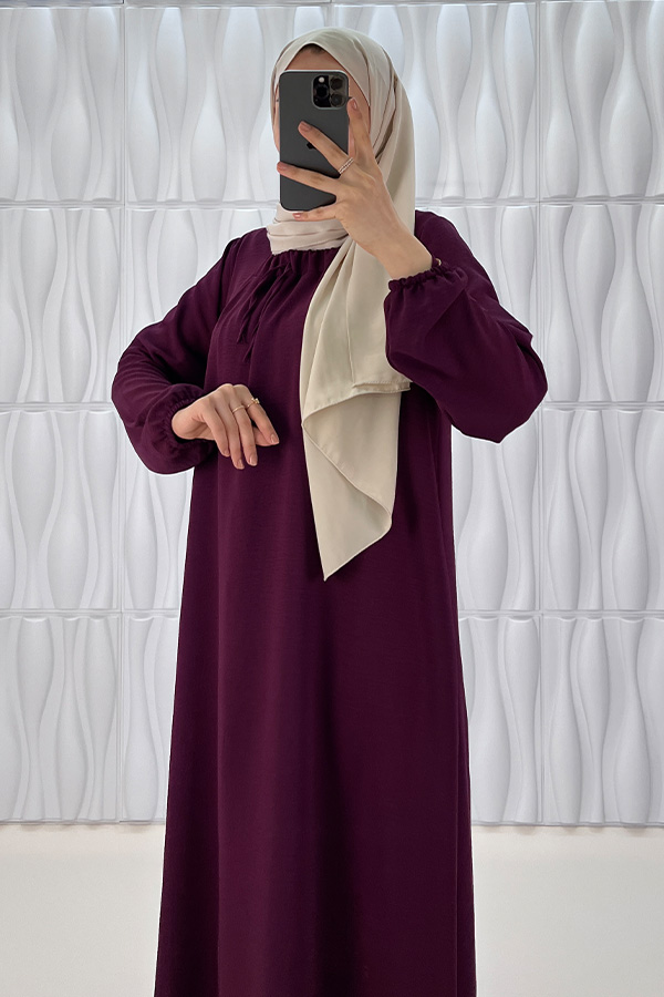 Tesettür Ferace Elbise - Mürdüm