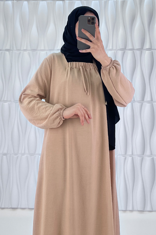 Tesettür Ferace Elbise - Taş