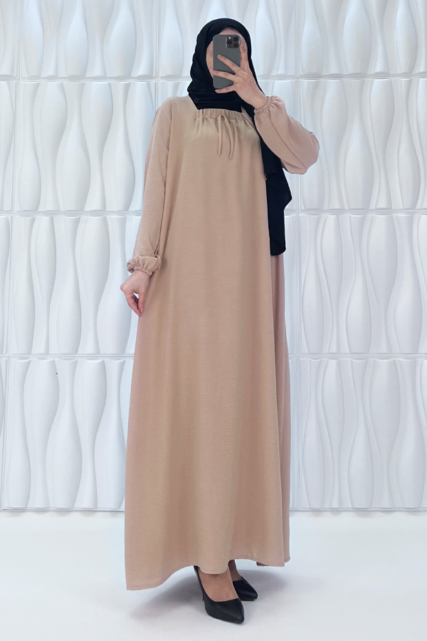 Tesettür Ferace Elbise - Taş