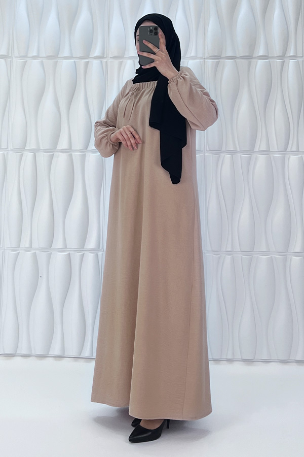 Tesettür Ferace Elbise - Taş