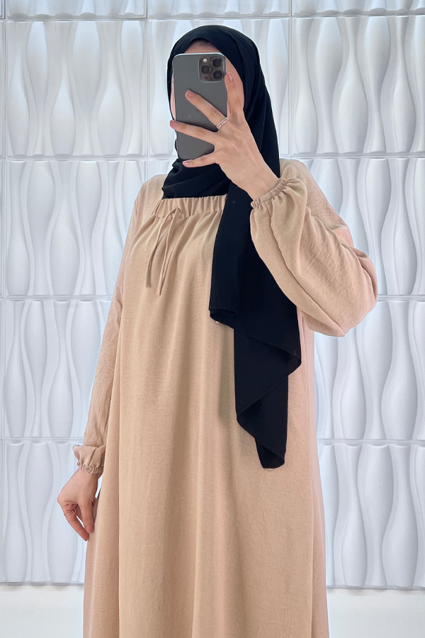 Tesettür Ferace Elbise - Taş