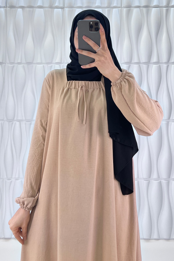 Tesettür Ferace Elbise - Taş