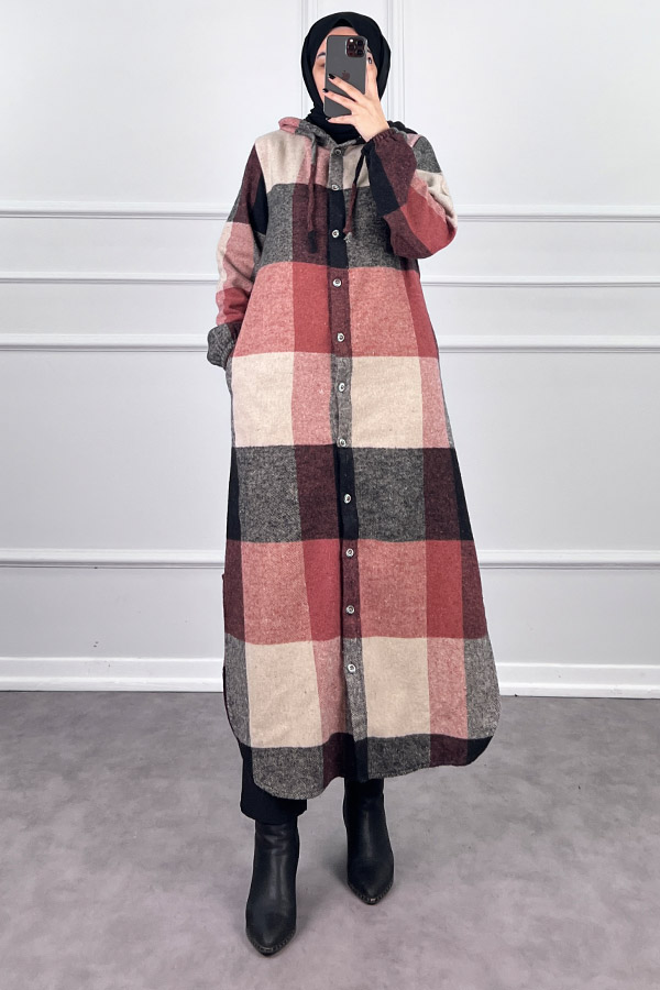 Tesettür Oduncu Gömlek Kap - Pudra