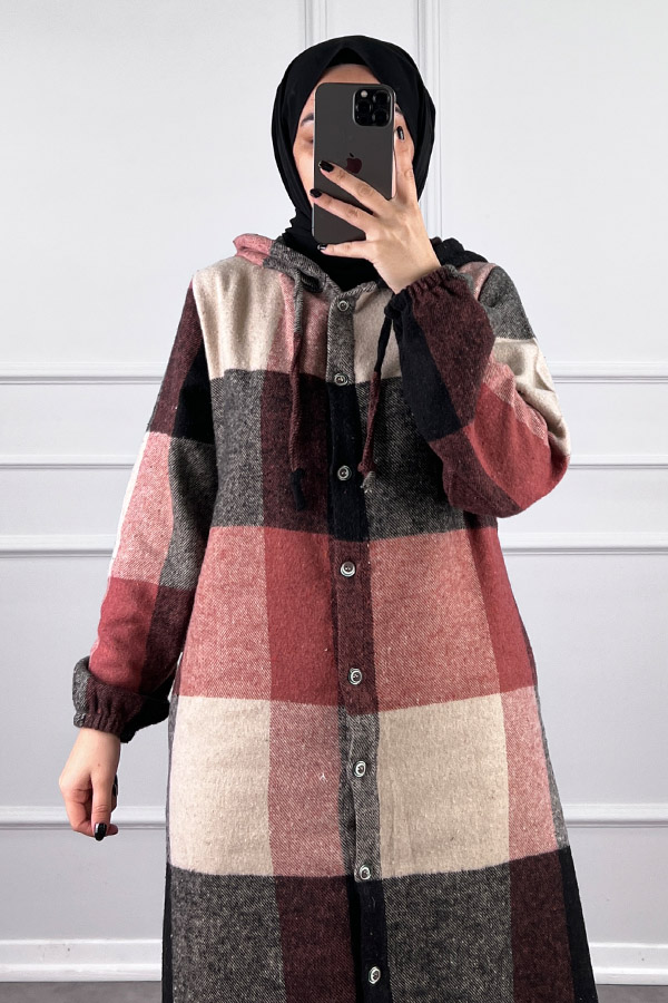 Tesettür Oduncu Gömlek Kap - Pudra