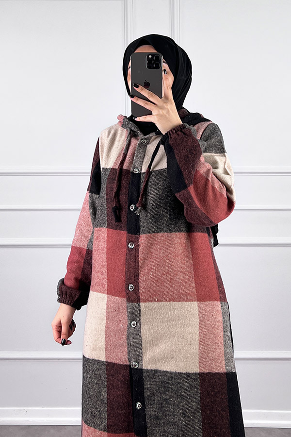 Tesettür Oduncu Gömlek Kap - Pudra