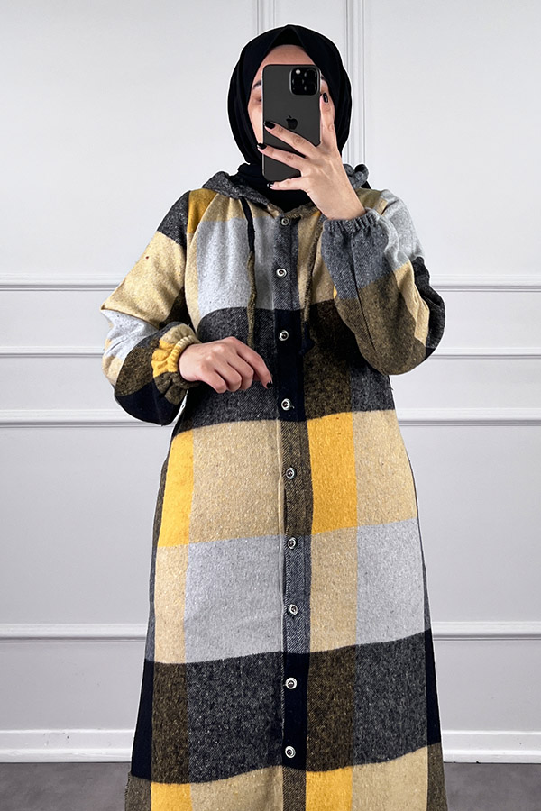 Tesettür Oduncu Gömlek Kap - Sarı