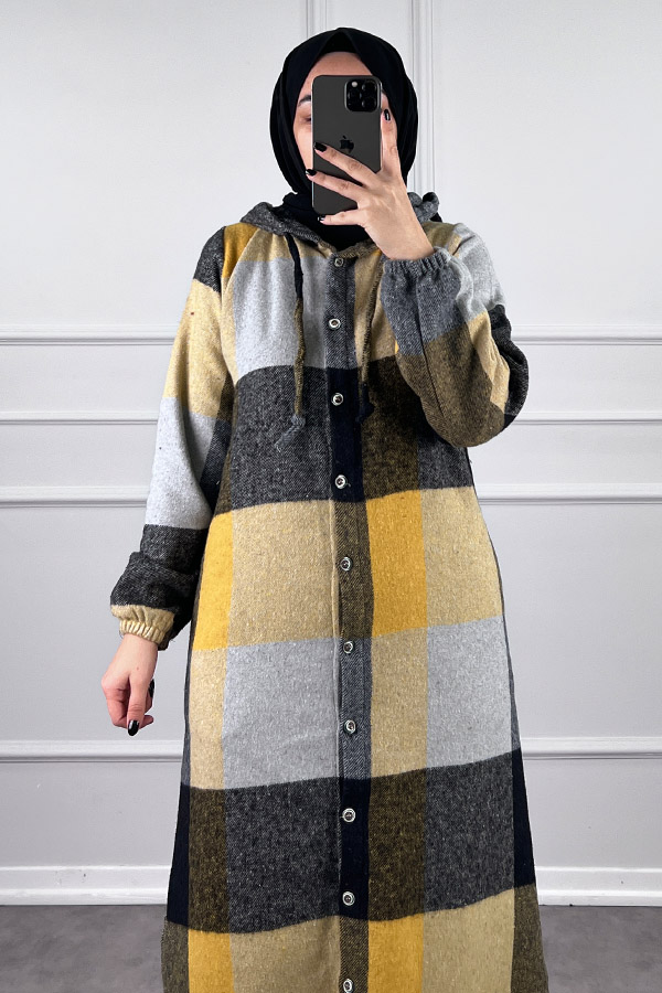 Tesettür Oduncu Gömlek Kap - Sarı