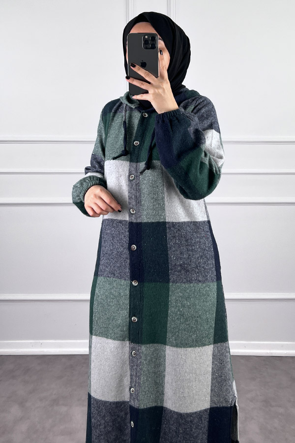 Tesettür Oduncu Gömlek Kap - Yeşil