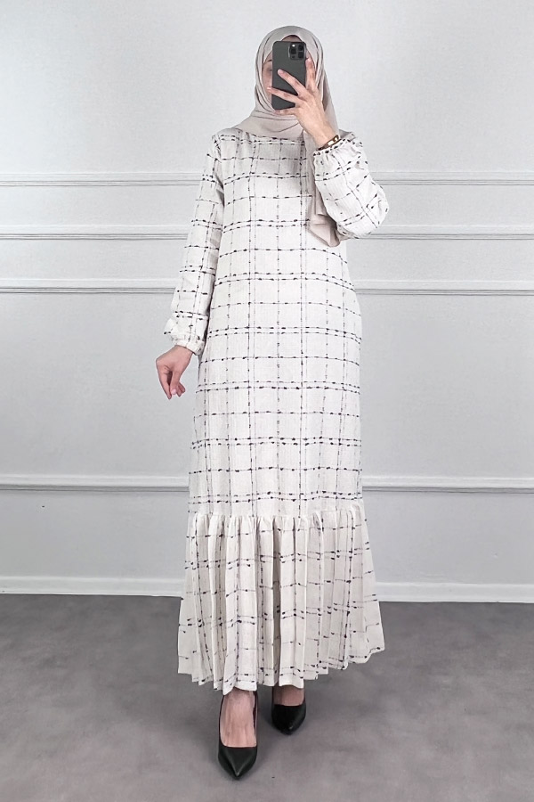 Cepli Tüvit Elbise - Beyaz