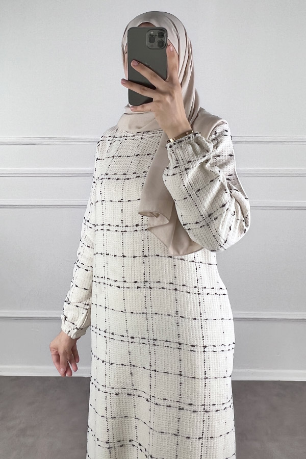 Cepli Tüvit Elbise - Beyaz