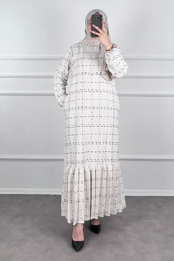 Cepli Tüvit Elbise - Beyaz