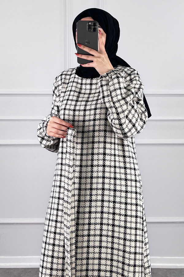 Tüvit Elbise - Siyah Beyaz