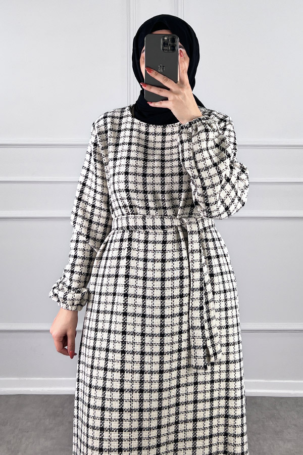 Tüvit Elbise - Siyah Beyaz
