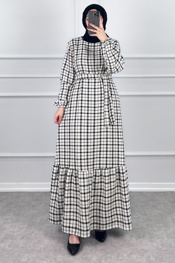 Tüvit Elbise - Siyah Beyaz