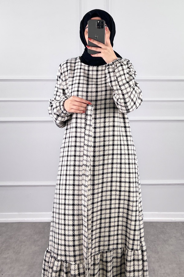 Tüvit Elbise - Siyah Beyaz