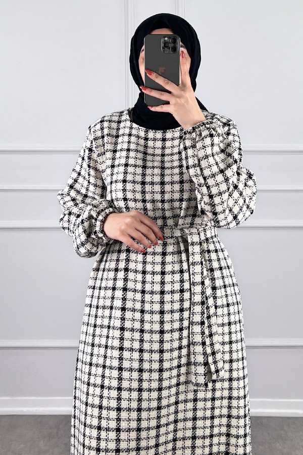 Tüvit Elbise - Siyah Beyaz