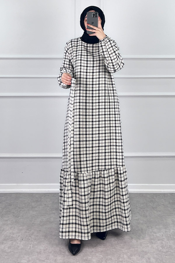 Tüvit Elbise - Siyah Beyaz