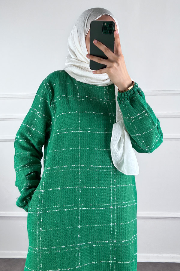Cepli Tüvit Elbise - Yeşil Cepli Tüvit Elbise - Yeşil