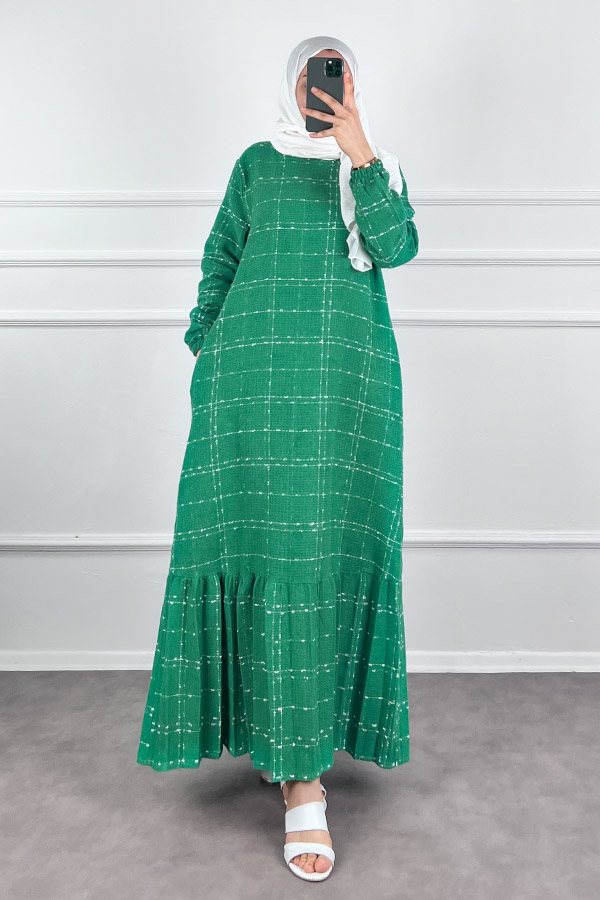 Cepli Tüvit Elbise - Yeşil Cepli Tüvit Elbise - Yeşil