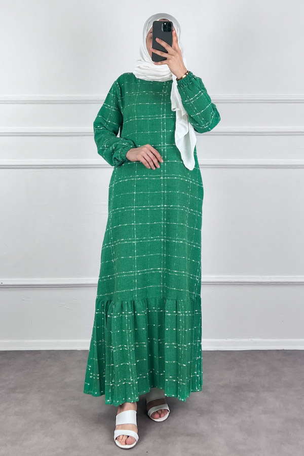 Cepli Tüvit Elbise - Yeşil Cepli Tüvit Elbise - Yeşil