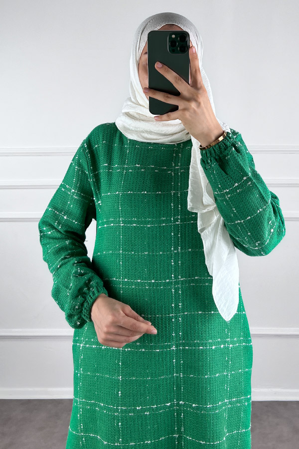 Cepli Tüvit Elbise - Yeşil Cepli Tüvit Elbise - Yeşil