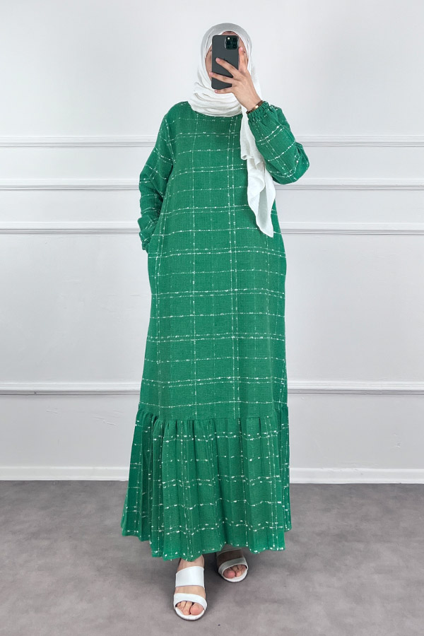 Cepli Tüvit Elbise - Yeşil Cepli Tüvit Elbise - Yeşil