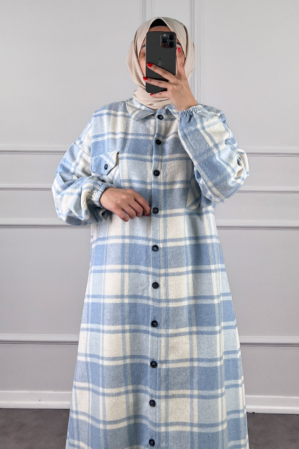 Uzun Ekose Oduncu Kap - Mavi