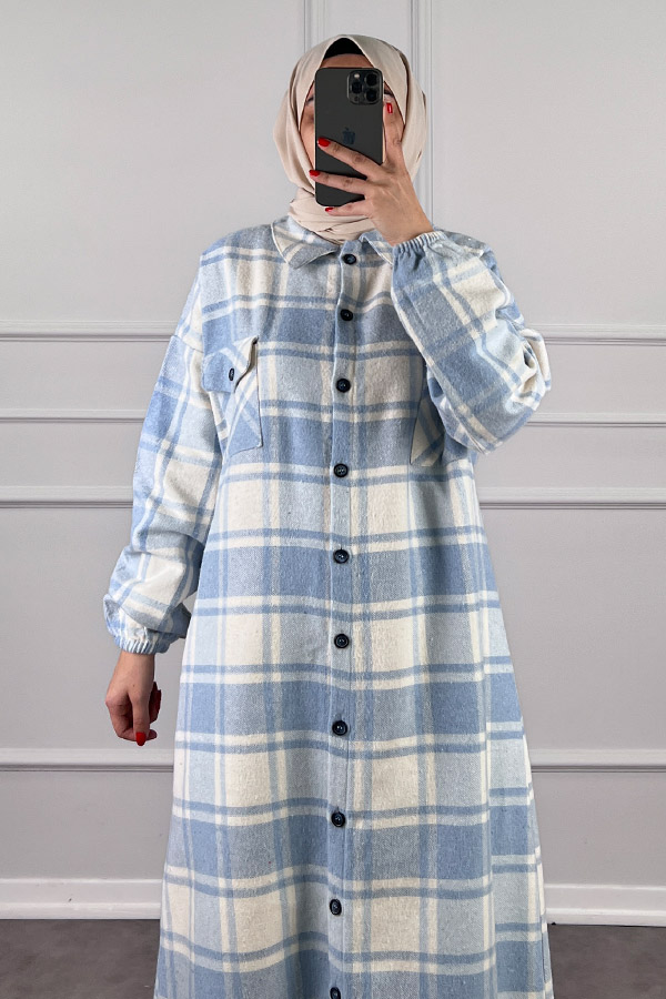 Uzun Ekose Oduncu Kap - Mavi