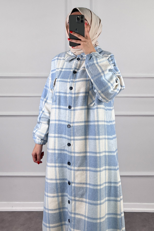 Uzun Ekose Oduncu Kap - Mavi