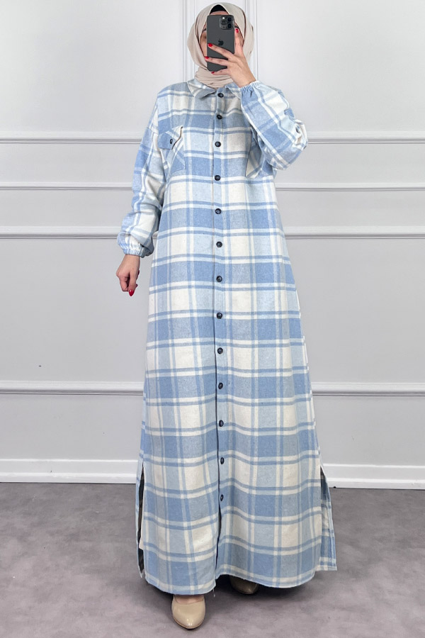 Uzun Ekose Oduncu Kap - Mavi