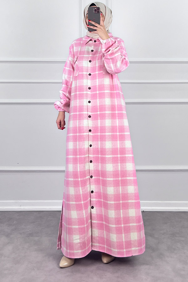 Uzun Ekose Oduncu Kap - Pembe