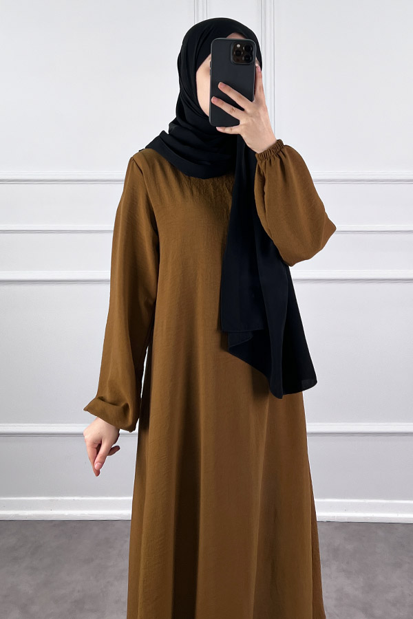 Volanlı Ayrobin Elbise - Camel