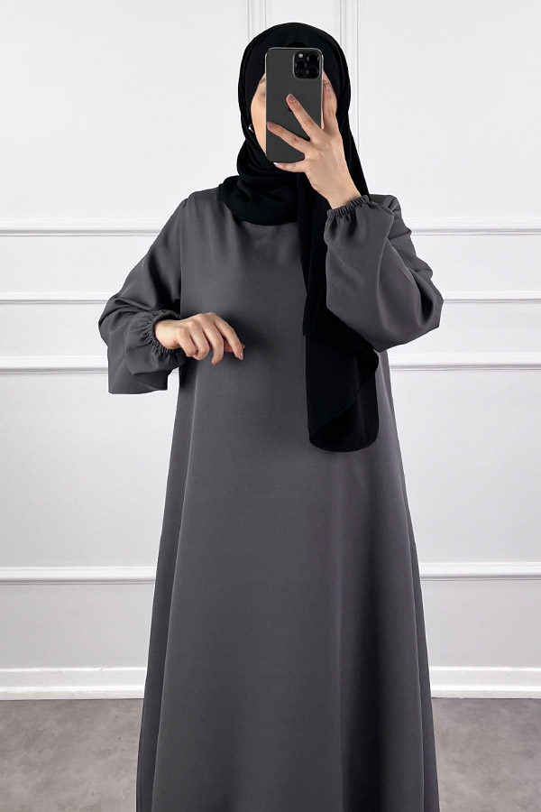 Volanlı Elbise - Gri