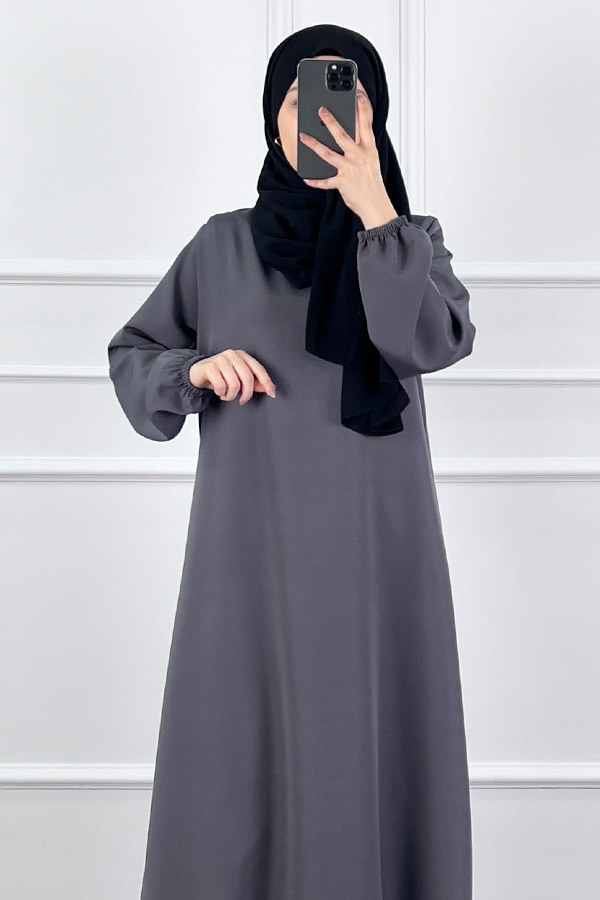 Volanlı Elbise - Gri
