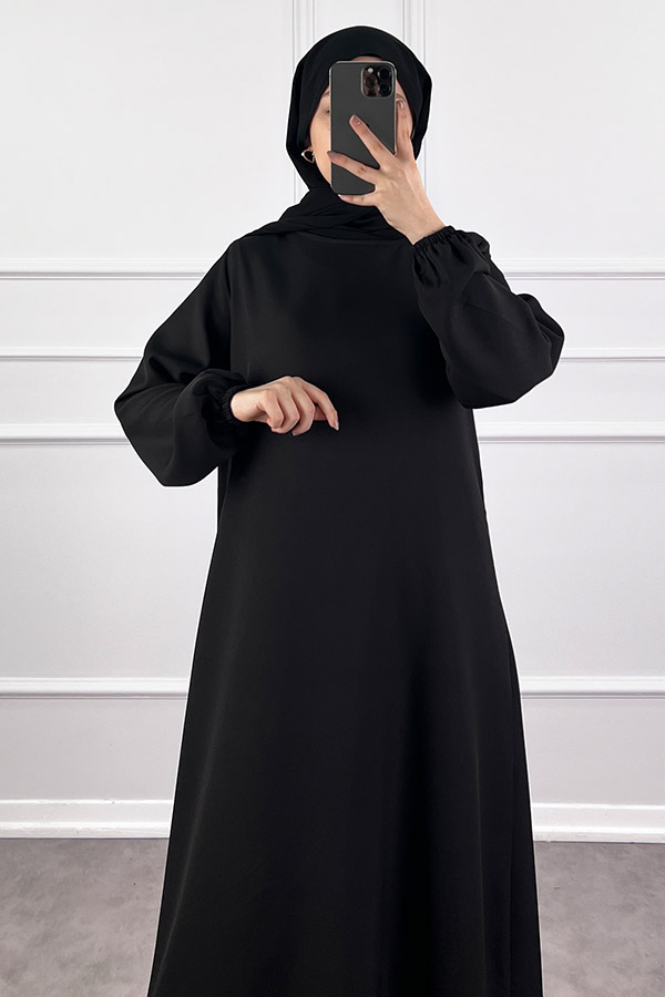 Volanlı Elbise - Siyah