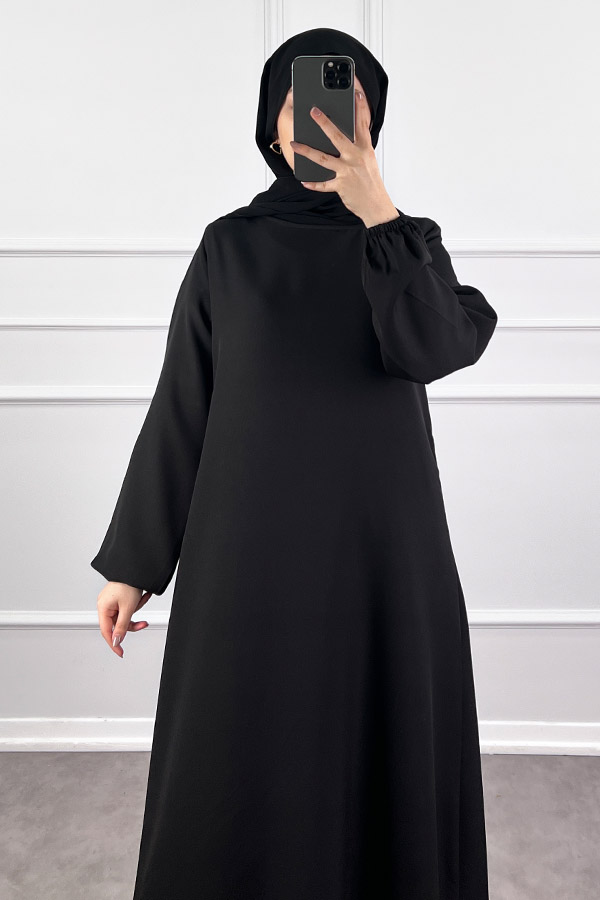 Volanlı Elbise - Siyah