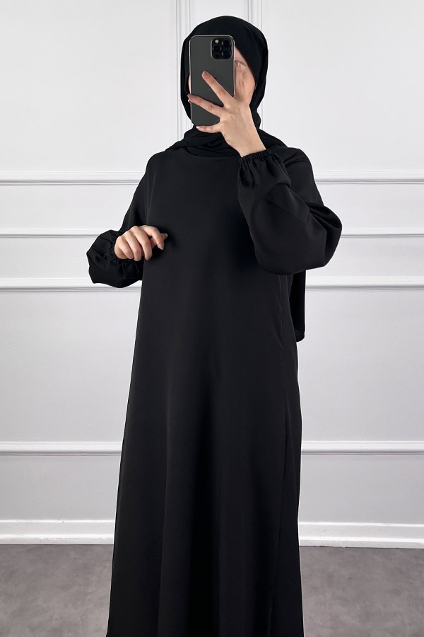 Volanlı Elbise - Siyah