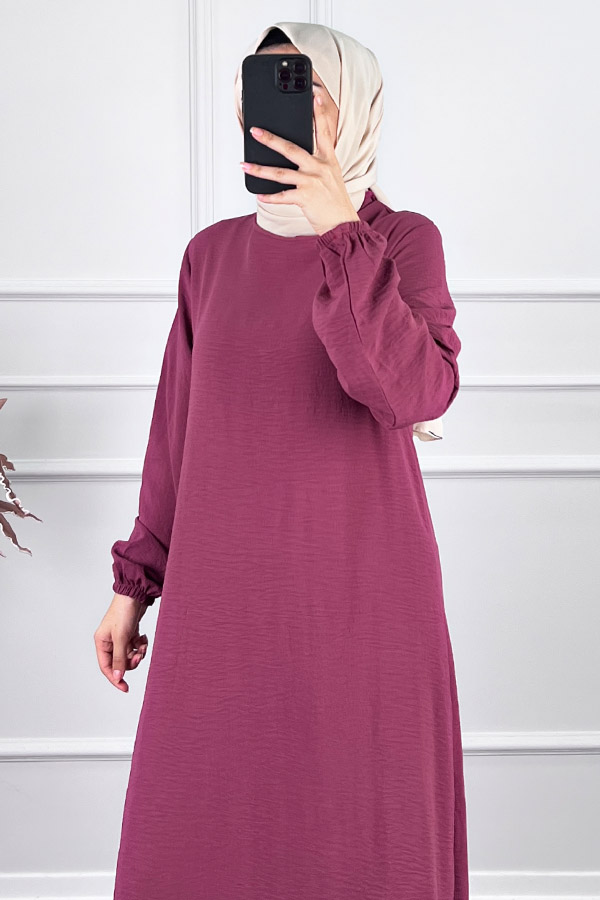 Volanlı Tesettür Elbise - Pembe