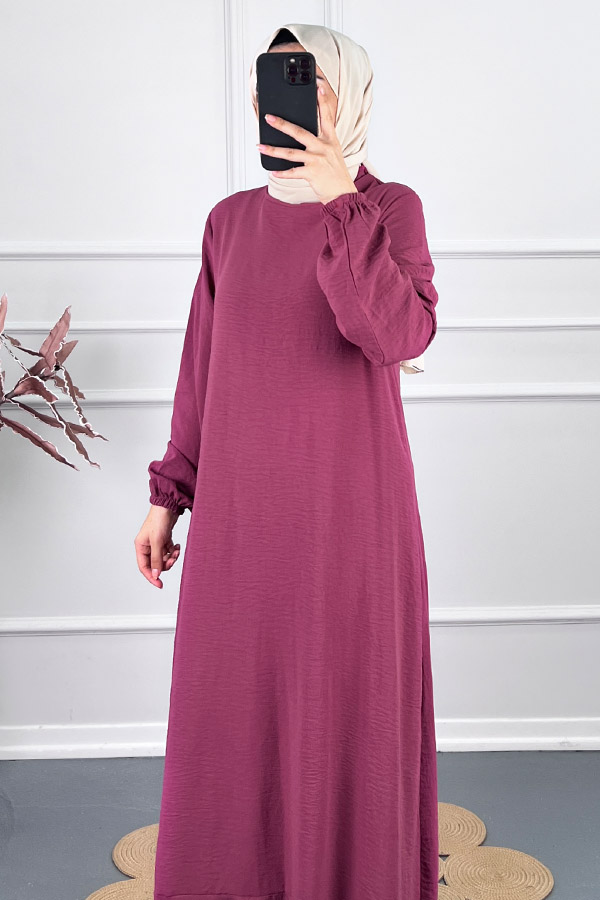 Volanlı Tesettür Elbise - Pembe