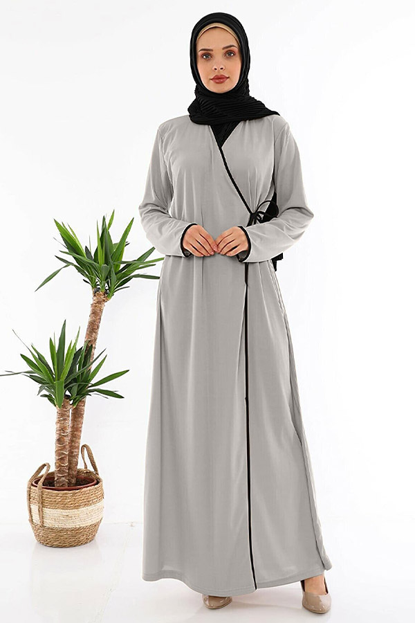 Yandan Bağlamalı Namaz Elbisesi - Gri Yandan Bağlamalı Namaz Elbisesi - Gri