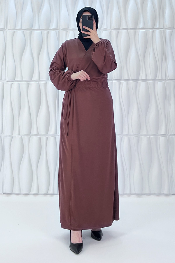 Bağlamalı Namaz Elbisesi - Kahverengi