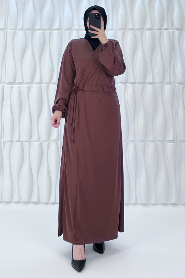 Bağlamalı Namaz Elbisesi - Kahverengi