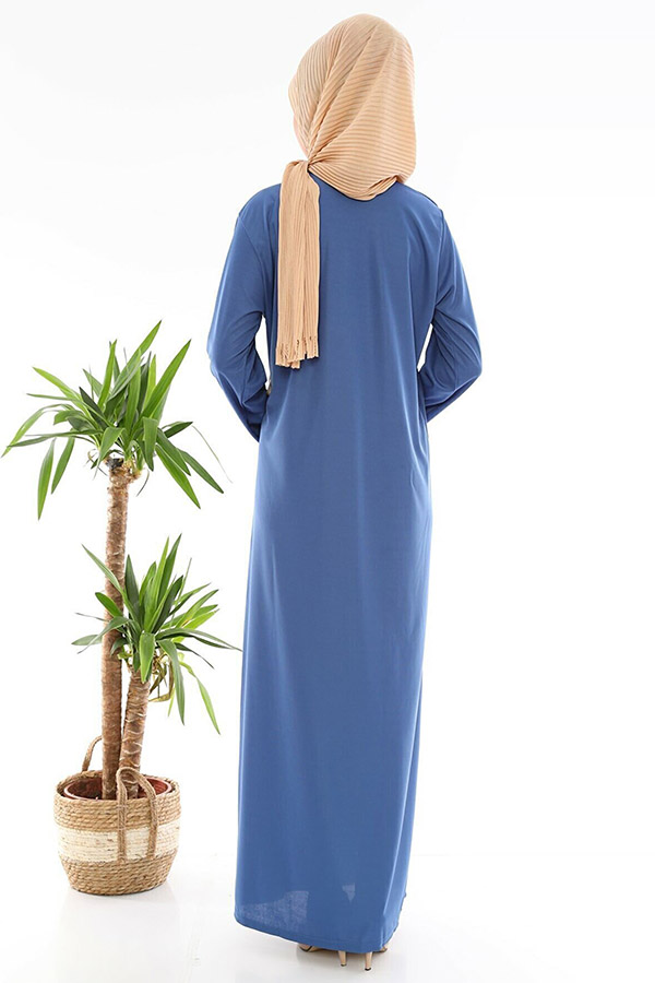 Yandan Bağlamalı Namaz Elbisesi - Mavi